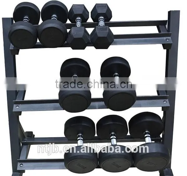2015 Hot Sale Deluxe Whole Shaping Color PU Urethane Dumbbell With Stainless Steel Plating Knurled Handle photo-2