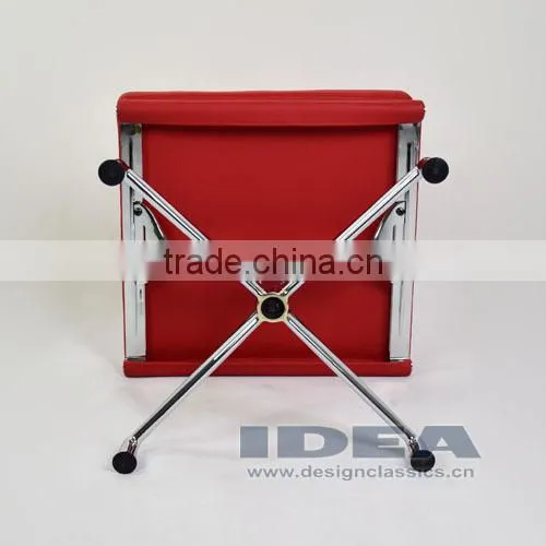 Replica Charles Management Soft Pad Lounge Chair Footstool- Red Genuine Leather photo-4