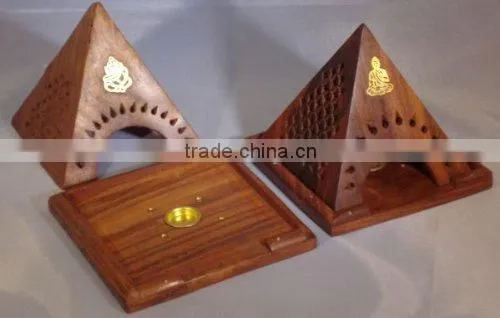 DESIGNER VRINDA WOODEN INCENSE BURNER-DECORATIVE BURNER-ROSE WOOD BURNER NWIB004 photo-2