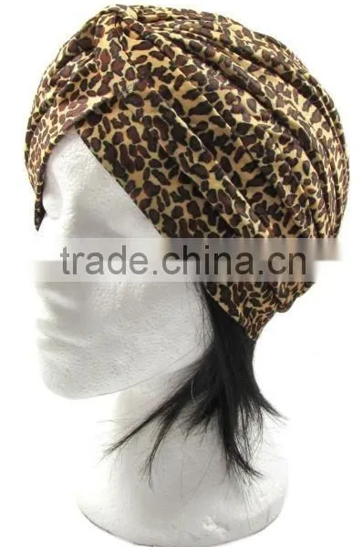 Turban Head Wrap Band Headband Hat Cap Chemo Bandana Leopard Brown photo-2