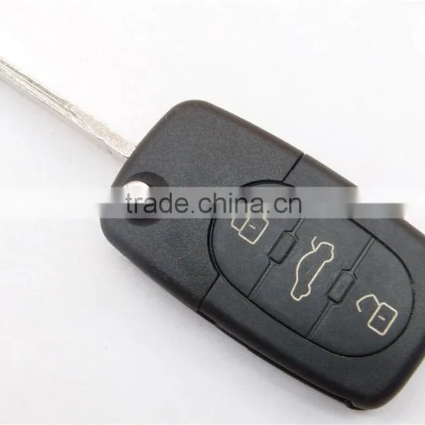 Remote Key Fob for VW 3+1 Button Flip Remote Blank Key Shell With 2032 Battery(round photo-3