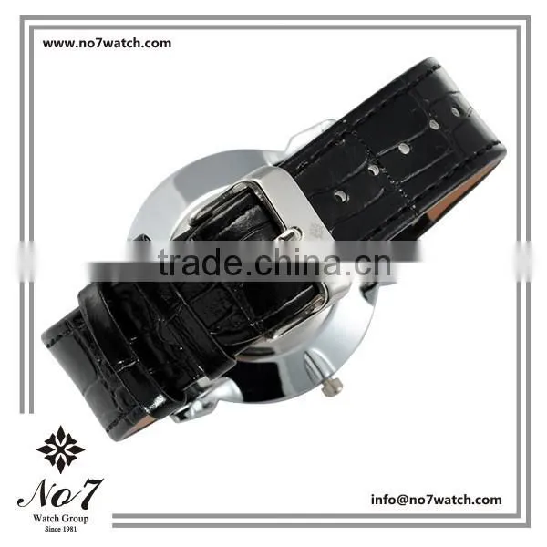 Fashionale Quartz Wristwatch for Men With Black Color Genuine Leather Strap photo-4