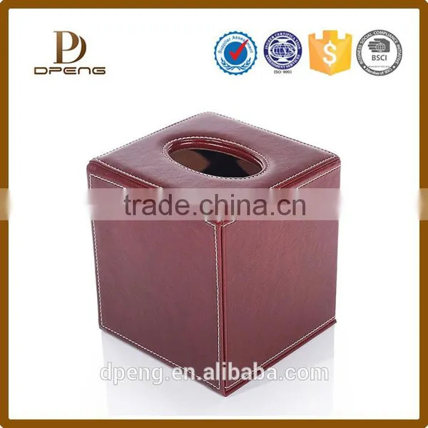 2015 Custom Printed Square Shape Genuine Leather Creative Tissue Boxes photo-5