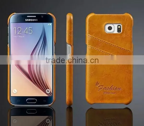 Card Holder Genuine Wax Matt Leather Back Cover For Samsung Galaxy S6 photo-3