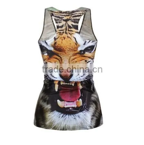 New Womens Tiger Covered Vibrant Native Tribal 3D Print Basketball Vest photo-4