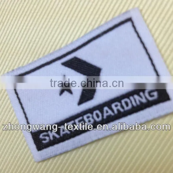 Black and White Woven Elbow Label for Skateboarding