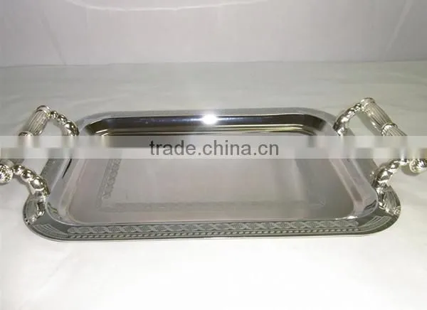 Sterling Silver Holloware Metal Salver Silver Plated Serving Trays for Wedding Tableware Service Tray photo-3