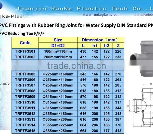 PVC Large Tee Reducing Tee Pipe Fitting