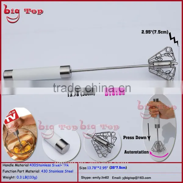 BT0155 14" Rotating Whisk With TPR Handle 14" Rotating Egg Better With 430 Stainless Steel Function Part 14" Rotary Egg Whisk