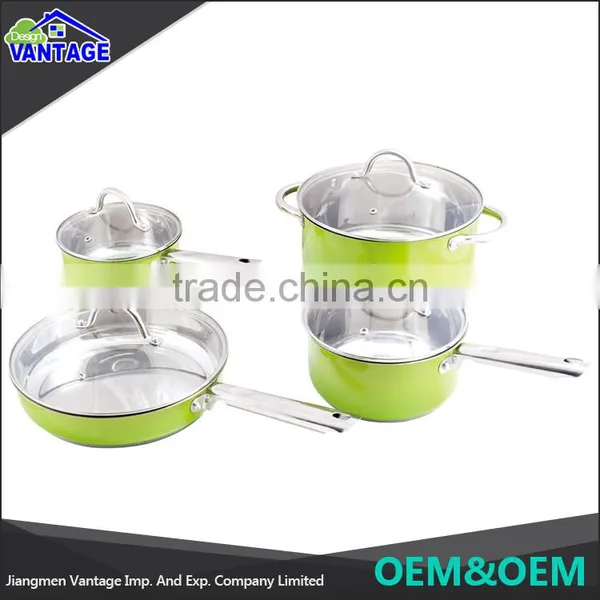 Hot Sale 8pcs 316 Stainless Steel Cookware Color Coating Non-stick Cookware photo-3