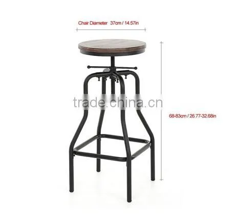 Industrial Adjustable Height Swivel Bar Stool photo-3