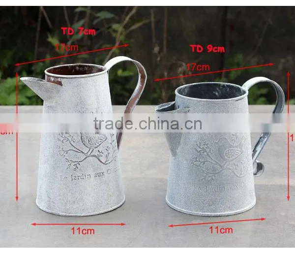 China Cheap Custom Printed Antique Indoor Decoration Metal Flower Pots With Birds Printing for Livingroom photo-3