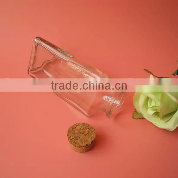 Novely Triangle Shape Glass Storage Bottle With Cork photo-4