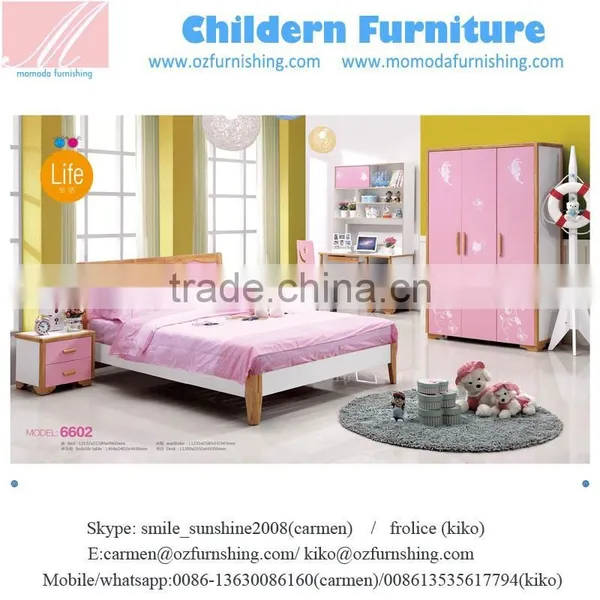 SJ6602 Solid Wood Children Pink Bedroom Furniture Set and Luxury Children Furniture