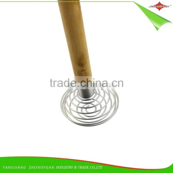 ZY-C1032 Spring Coil Whisk Spring Egg Whisk 9 Inch Rubber Wood Handle French Whisk With Ball Shape Wire Head photo-6