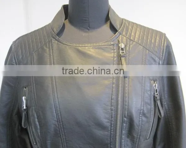 Women Leather Jackets Outwear Coat Feminino Jaqueta Couro 2016 Spring Women Brand Rivet Zipper Faux Pu Leather Motorcycle Jacket photo-3