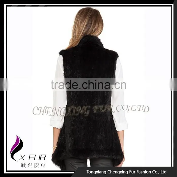 CX-G-B-271C Rex Rabbit Fur Flower Elegant Women Fur Fashion Girl Waistcoat photo-6