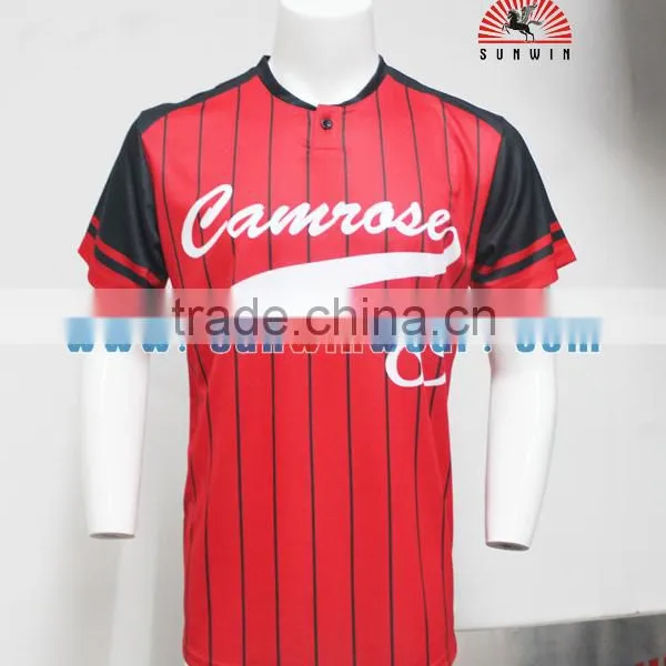 Custom Sublimation Pinstripe Baseball Jersey Sublimation Full Button Baseball Jersey Wholesale photo-2