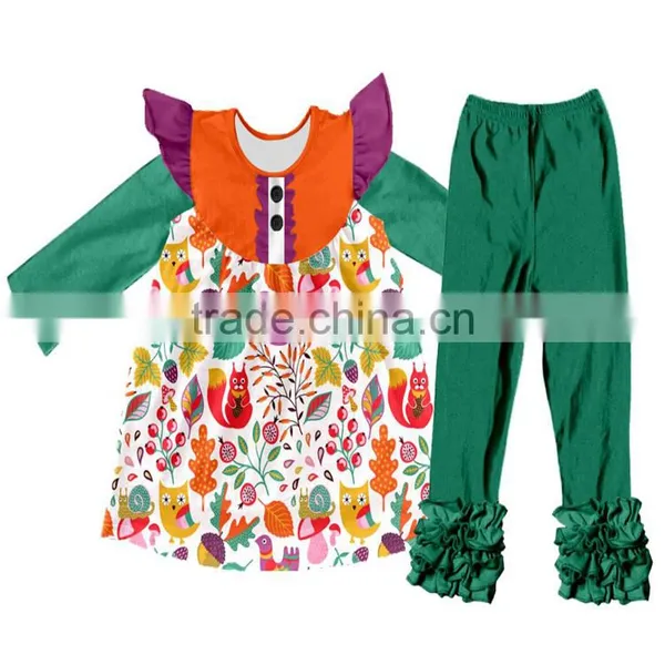 CH00254YIWU BOYA Cotton Milk Silk Dress Cotton Squirrels New Fabric Pattern Kids Clothes Wearing Boutique Dresses