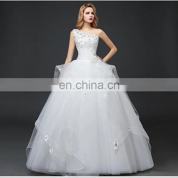 HS1631 2017 China Sexy Real Photos One Shoulder Wedding Bridal Dress Vestidos photo-6