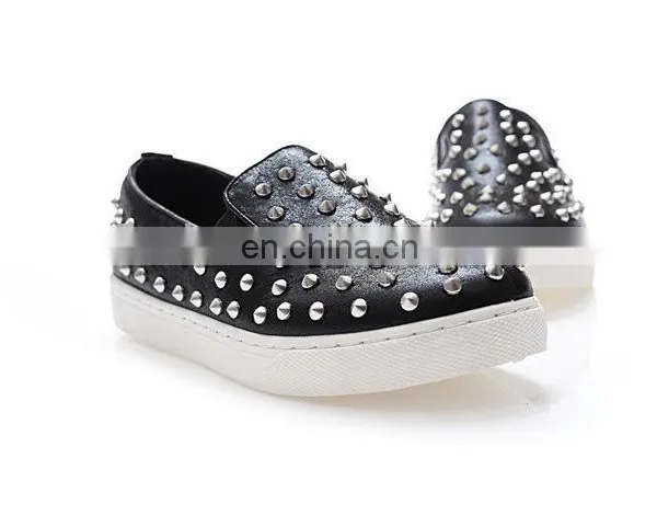 Wholesale Women Slip on Loafer Shoes Flat Casual Shoes With Rivet photo-2