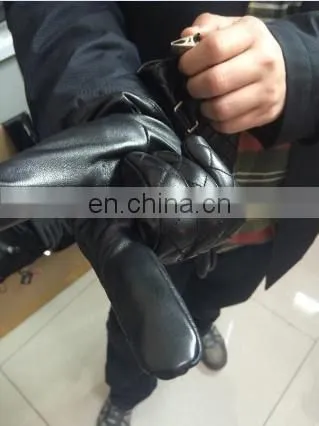 Winter Black Genuine Fashion Men Leather Sheepskin Glove photo-5