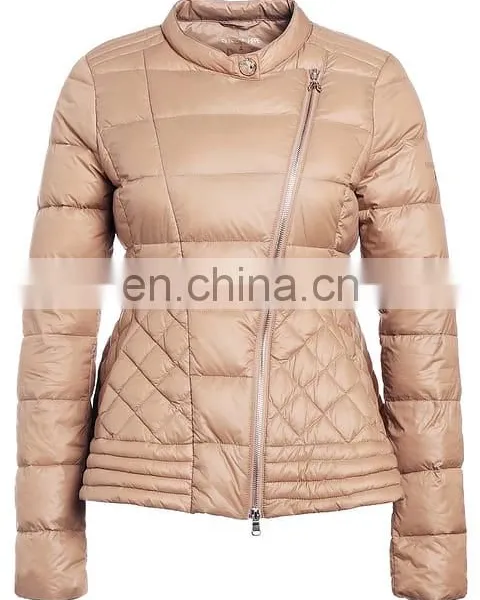 Comfortable Shiny Fabric Women Light Feather Down Jacket photo-5