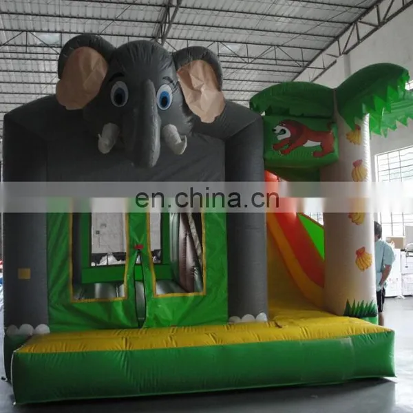 Palm Tree With Elephant Cartoon Commercial Inflatable Bouncer Combo for Kids On Sale photo-2