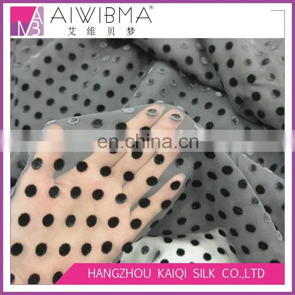 Plain Dyed Black Small Dots Design Silk Velvet Fabric Price Silk Rayon Velvet Burnout Fabric photo-5