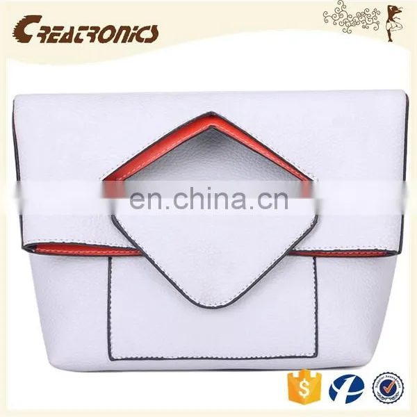 CR High Quality Control System Custom Design Hollow Clutch Bag Litchi Pattern Envelope Bag White Women's Handbag Manufacturers