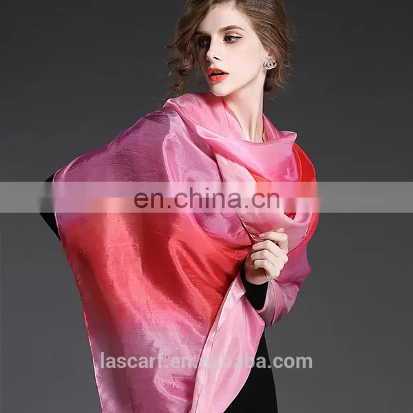 Hand Painted Silk Gradient Color Scarf Shawl photo-3