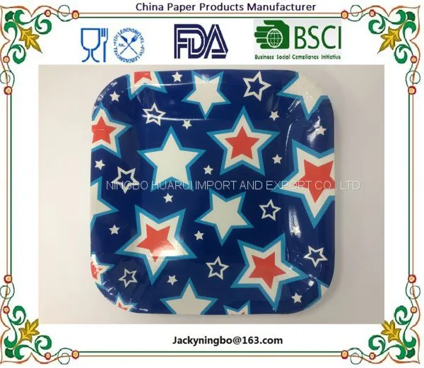 Christmas Party Holiday Disposable Dinnerware Tableware Color Printed Paper Plate With PE Coated Pack Made in China photo-3