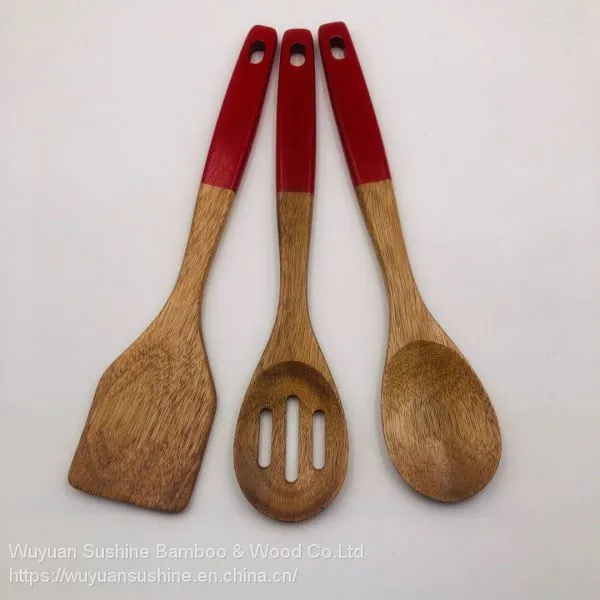 Wooden Kitchen Tools, Contains Spoon, Turner and Sloted Spoon, Made of Acacia