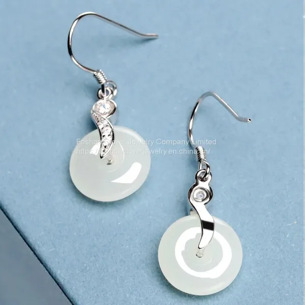 White jade earrings