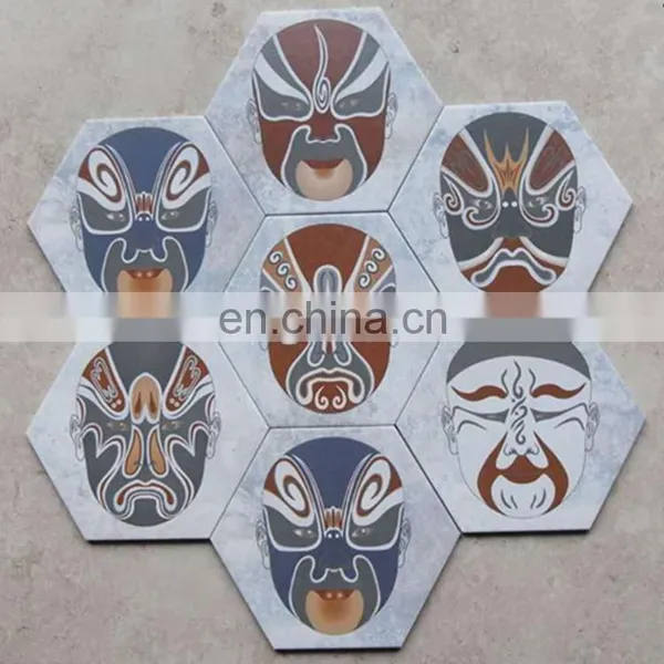 230*200*115 Art Tile Mediterranean Style Blue and White Porcelain Hex Floor Tile/Wall Tile photo-4
