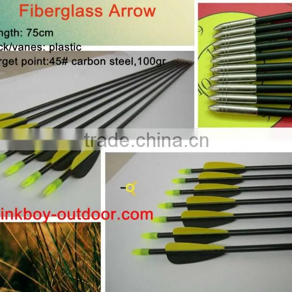 Archery Bow Arrow 30" Fiberglass Arrow Black Completed With Nock Insert Tip Vanes Archery Shooting Equipement