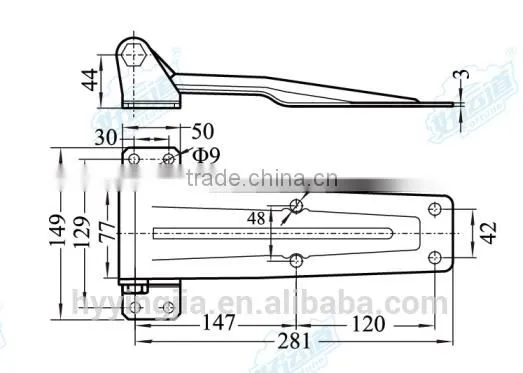 01126 Truck Zinc Plated Steel Hinge photo-3