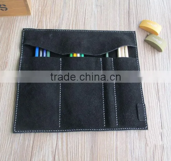Vintage Style Cow Leather Cosmetic Organizer Bag Large Capacity Pen Holder Organizer photo-5