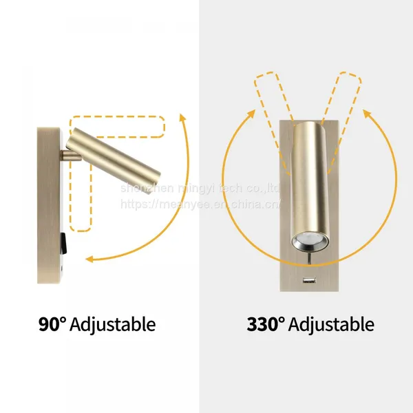 Meanyee Wall Mounted Reading Lamp Led Bedside Lights Headboard Lamps With Switch / USB Charger Port / Adjustable Arm / 3Watts Led /Bronze Finished/MY-WN218T photo-3