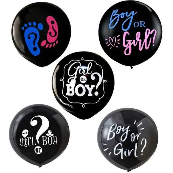 Hot 36inch Latex Black Balloon Gold Blue Pink Confetti Baby Boy Girl Balloon White Custom Gender Reveal Balloons photo-3