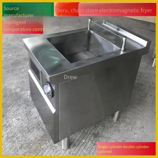Electromagnetic Deep Fryer for Fried Dough Sticks, Cabinet-style French Fry Machine, Single-cylinder Deep Fryer, Commercial Electric Deep Fryer for Fried Chicken Steaks, Kitchen Equipment photo-2