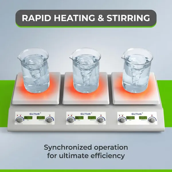 3-channels Multi-position Heating Magnetic Stirrer Digital LED Display