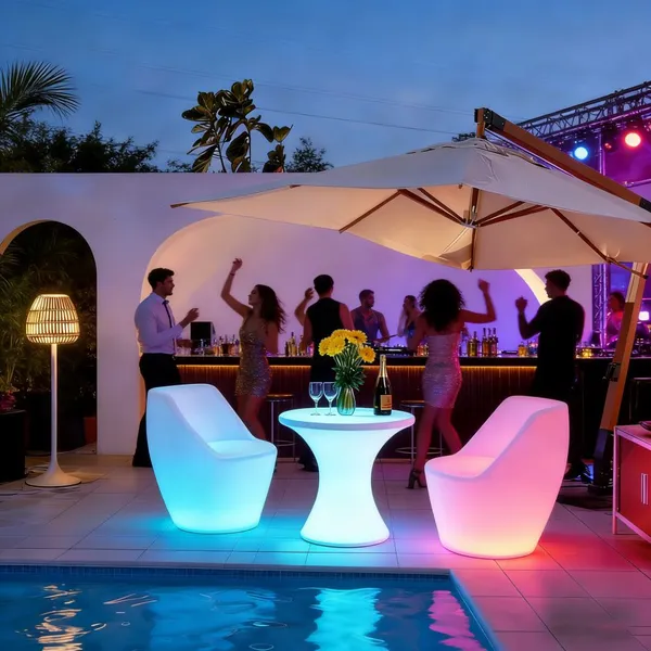 Factory Direct Modern Design Plastic Luminous Tables and Chairs for Outdoor Garden Party Wedding Bar Use Top Industry Choice photo-5