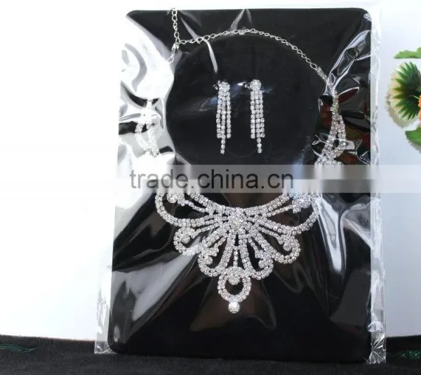 Cheap Silver Bridal Necklace and Earring Sets Wedding Rhinestone Bridal Jewelry Sets photo-2