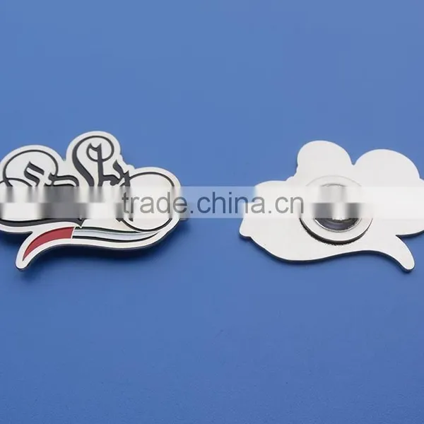 UAE Flower Magnet Pin Silver Badge Customized Metal Badge photo-4