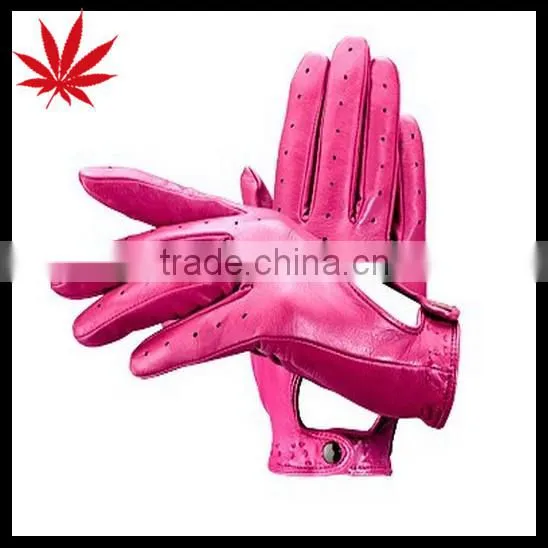 Gilrs Dress Pink Driving Leather Glove in China for Car