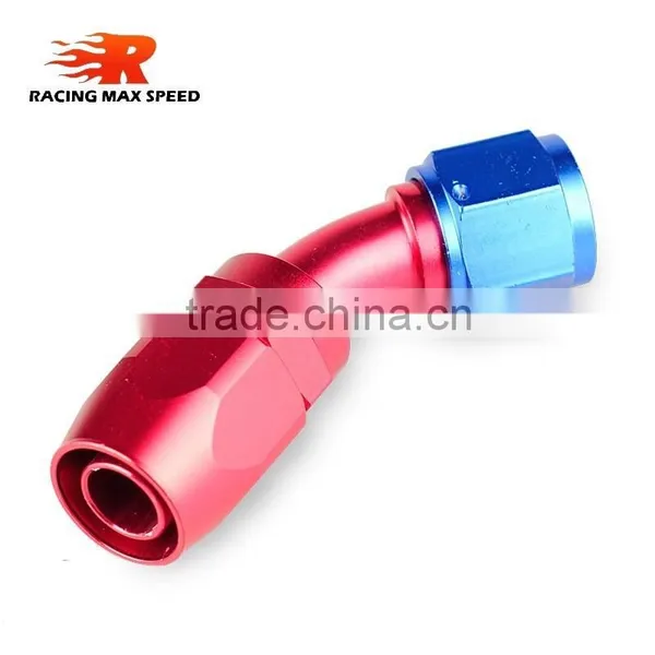 Aluminum Oil Cooler Fitting 45 Degree Resuable Fuel Line Hose End Fitting Adaptor Blue and Red 40-045-08 photo-3