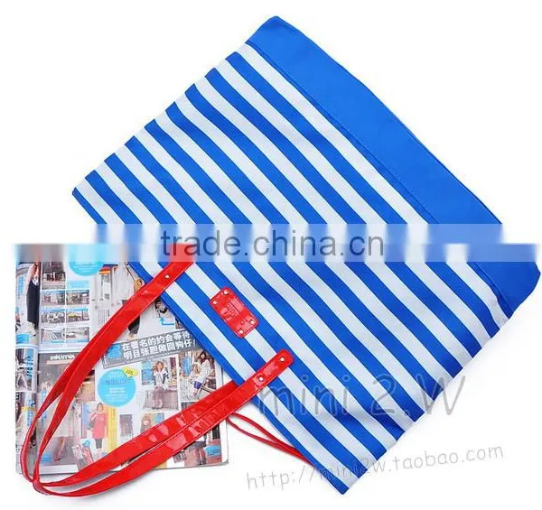 2016 New Designer Big Size High Quality Canvas Navy Blue Stripes Shoulder Bags Quality Choice photo-5
