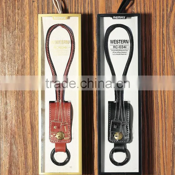 Remax RC-034i Genuine Leather Key Ring USB Cable for IPhone 6 6s Plus SE Cord Special Strap Design 32cm Cable For IOS TB-0389 photo-6