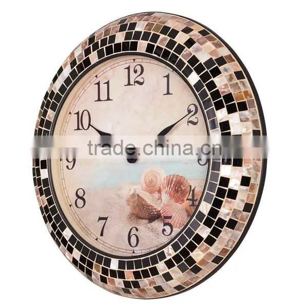18Inch Quartz Analog Shell Mosaic Silent Oversized Design Wall Clock